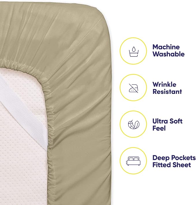 Queen Sheets Sage - 6 Piece 1500 Supreme Collection Fine Brushed Microfiber Deep Pocket Queen Sheet Set Bedding - 2 Extra Pillow Cases, Great Value, Queen, Sage
