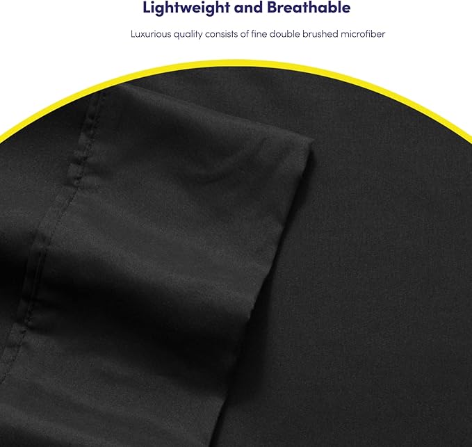 Full Size Bed Sheets - 6 Piece 1500 Supreme Collection Fine Brushed Microfiber Deep Pocket Full Sheet Set Bedding - 2 Extra Pillow Cases, Great Value, Full, Black
