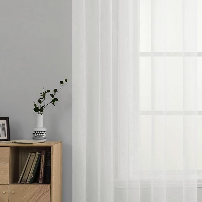 MIULEE Ivory Window Sheer Curtains 2 Panels Width 42 x Length 63 Inches | Sheer - Image 5