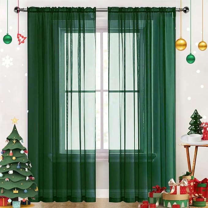 SpaceDresser Sheer Voile Window Treatment Rod Pocket Curtain Panels by SpaceDresser