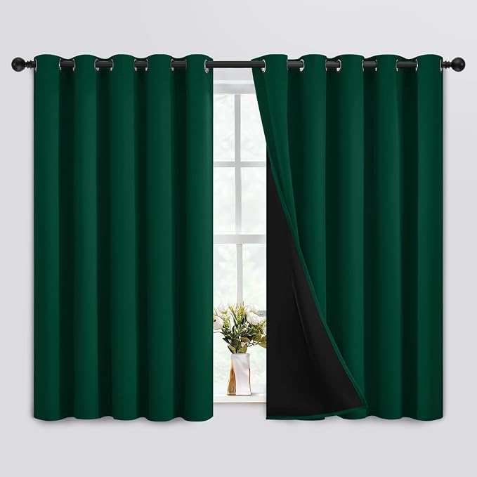 SimpleHome Dark Green 100% Blackout Curtains Room Darkening Living Room 63 | by SimpleHome