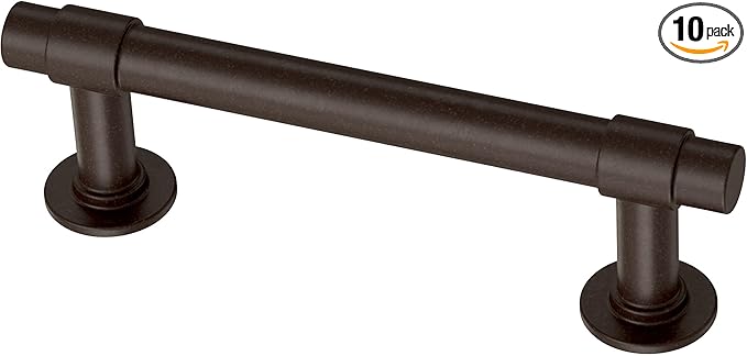 Franklin Brass - Francisco Deep Bronze Cabinet Handles 3 Inch (3") Hole Center Pulls | Easy Install, Durable Hardware for Kitchen Cabinet Door, Drawers, Dresser Pull, Furniture (10 Pack)