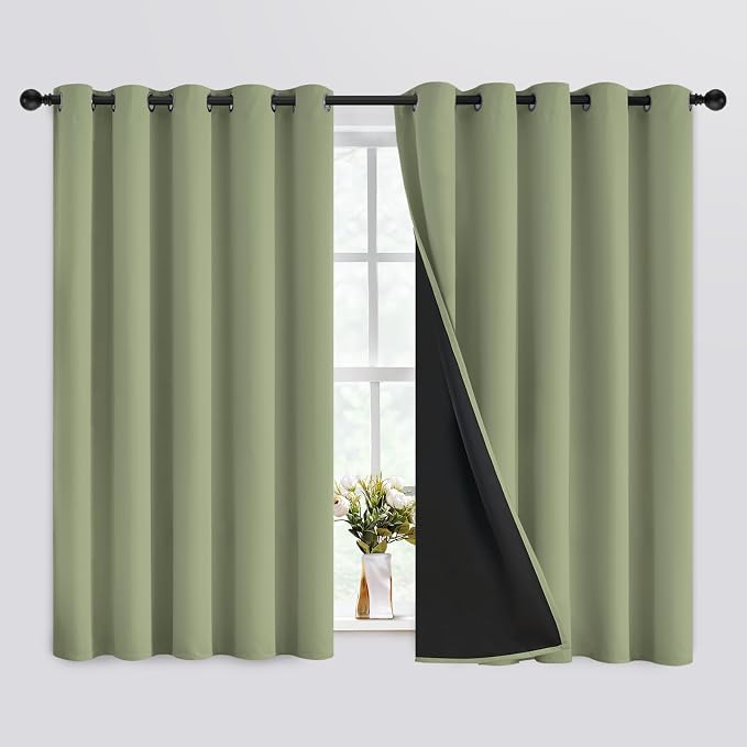 SimpleHome Sage 100% Blackout Curtains Room Darkening Living Room 63 Inch | by SimpleHome