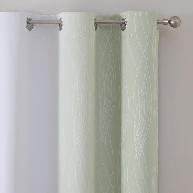 Sage Green and Greyish White Ombre Blackout Curtains - Image 4
