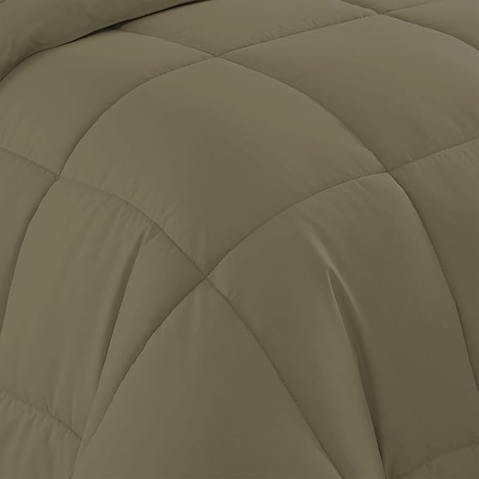 Sweet Home Collection 7 Piece Comforter Set Bag Solid Color All Season Soft Down Alternative Blanket & Luxurious Microfiber Bed Sheets, Sage, Twin XL