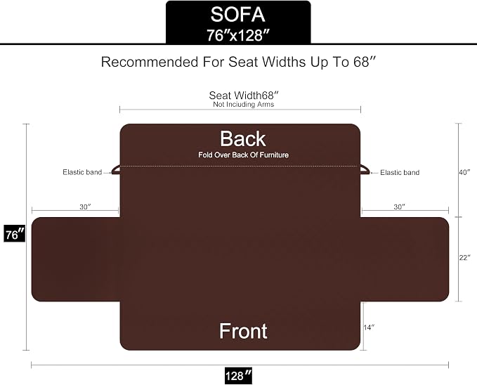 U-NICE HOME Reversible Sofa Cover or Dogs, Dark Grey/Light Grey | 68''Couch - Image 6