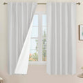 100% Blackout Linen Curtains 63 Inches by LAMIT