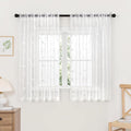 MIULEE White Sheer Curtains 2 Panels Embroidered Leaf Patterned, W52 x L54 | by MIULEE