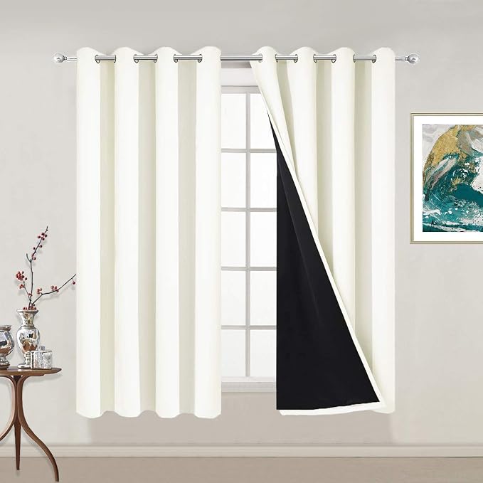 Yakamok Cream 100% Blackout Curtains 54 Inches Long by Yakamok