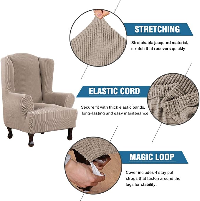 H.VERSAILTEX Wing Chair Slipcover Chair Covers - Image 3