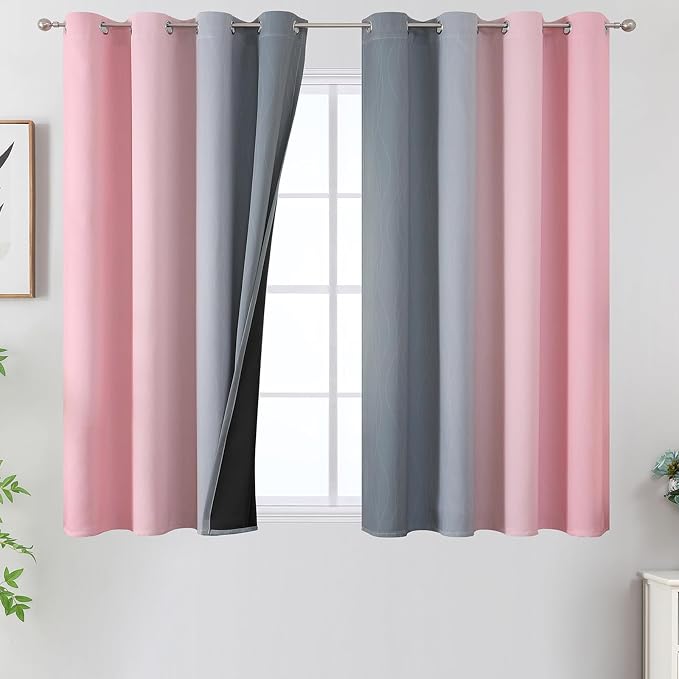 Pink and Grey Ombre Blackout Curtains by ESTELARTEXTILER