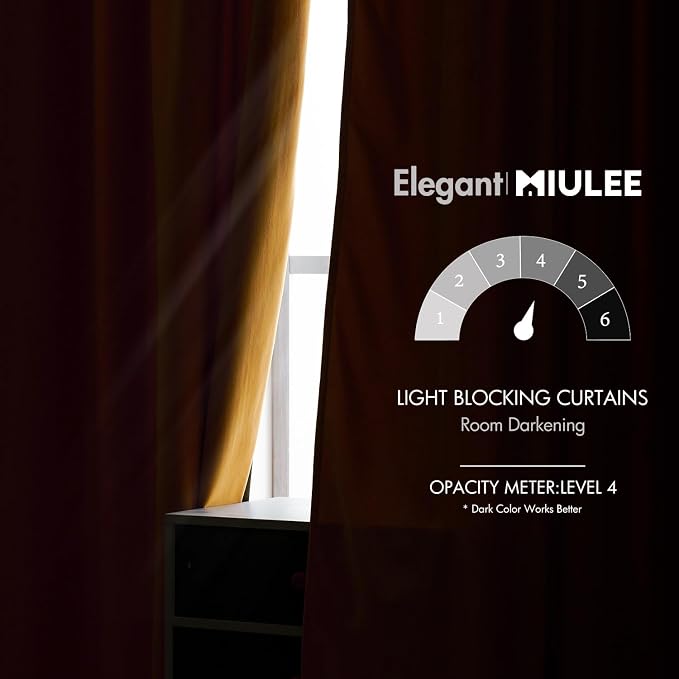 MIULEE Velvet Blackout Curtains 52x108 inches 2 Panels Mustard Yellow | Luxury - Image 5