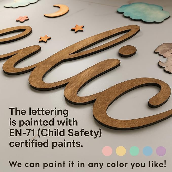 Custom Nursery Name Sign with Themed Decor Kit | Personalized Wooden Wall Art for Baby, Kids Room | Space, Jungle, Circus, Under the Sea, Woodland, Rainbow (40", Fairy Garden)