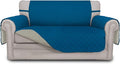 Easy-Going Reversible Couch Cover, 2 Cushion Sofa, Peacockblue/Beige | Loveseat by Easy-Going
