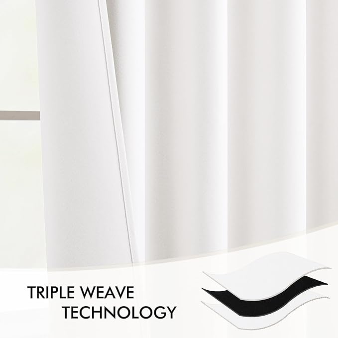 MIULEE Pure White Back Tab Blackout Curtains 52x96 Inch Long 2 Panels Set | Rod - Image 7