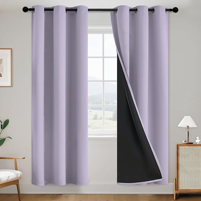 SimpleHome Lilac 100% Blackout Curtains Room Darkening Living Room 72 Inch | by SimpleHome