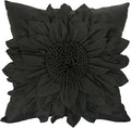 Black Accent 3D Flower Decorative Throw Pillow Covers by BellasGifts