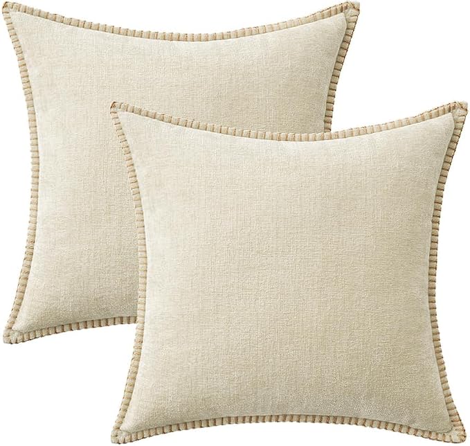 MIULEE Decorative Couch Throw Pillow Covers 18x18 Inch Cream White 2 Pack | - Image 8