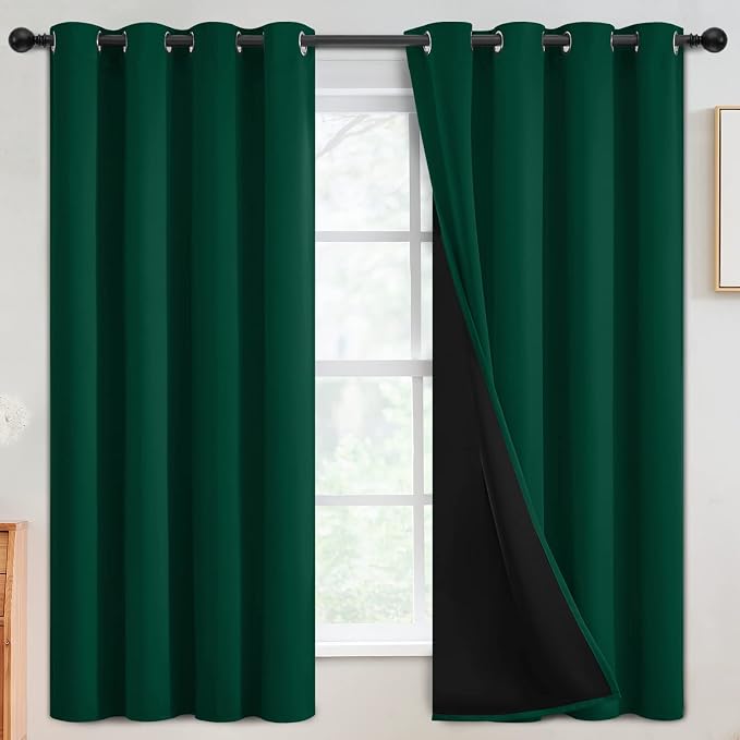 SimpleHome Dark Green 100% Blackout Curtains Room Darkening Living Room 63 | by SimpleHome
