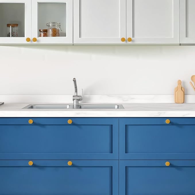 Ravinte 30 Pack Cabinet Knobs Earthy Yellow Kitchen Cabinet Knobs Round Dresser Drawer Pulls Closet Door Pulls 1-1/5 Inch