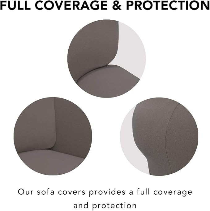 PureFit Stretch Couch Covers for Sofa 4 Seater Slipcovers Taupe | 1-Piece Sofa - Image 3