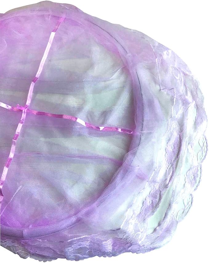 BCBYou Princess Bed Canopy Netting Mosquito Net Round Lace Dome for Twin Full and Queen Size Beds Crib with Jumbo Swag Hook (Purple)