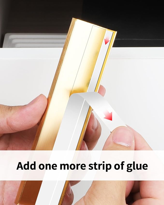5 Pack 3 inch self Adhesive Cabinet pulls Stick on Handles Gold Adhesive Cabinet Handles Finger pulls Drawer Edge pulls Finger pulls for cabinets Concealed Seam Handles Flat