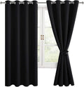Blackout Curtains for Bedroom, 52 x 63 Inches Length Black 2 Panels | Thermal by Hiasan