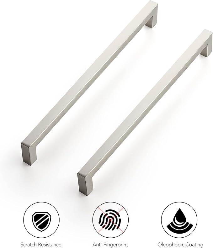 Ravinte 10 Pack 10 Inch Kitchen Square Cabinet Handles Satin Nickel Cabinet Pulls Brushed Nickel Drawer Pulls Kitchen Cabinet Hardware Kitchen Handles