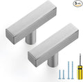 Ravinte Brushed Nickel Cabinet Handles 5 Pack Satin Nickel Square Cabinet Pulls Silver Hardware for Kitchen Cabinets 2 inch Overall Length Stainless Steel Drawer Pulls