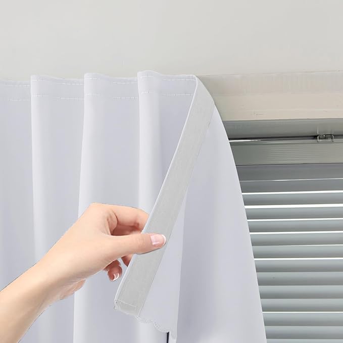 Blackout Curtains with Self Adhesive Tape No Rod No Drill Easy Install Window by Sovtfides