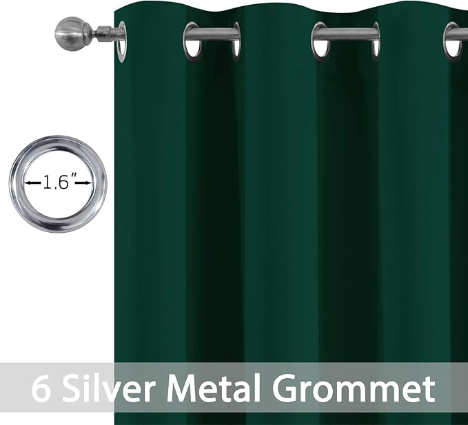 Yakamok Room Darkening Curtains 42x72 inch Length Dark Green-Living Room | 2 - Image 2