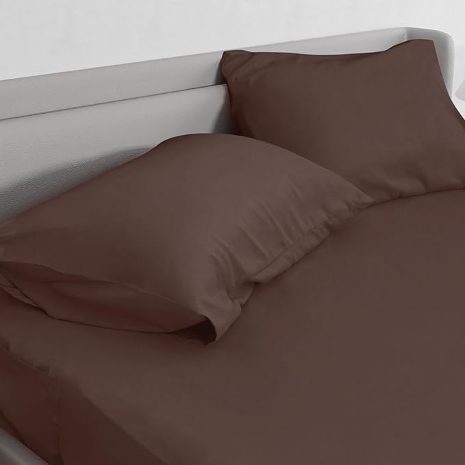 King Size Sheets Set for Air Mattress - Deep Pocket King Sheet Set - 3Pcs Side Storage Pocket Fitted Sheet & Pillowcases Easily Fits 16in to 24in Pillow Top Air Bed Mattress - Brown