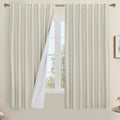 63 Inch 100% Blackout Linen Curtains by LAMIT