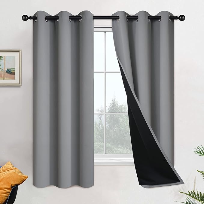Yakamok Grey Blackout Curtains 63 Inches Long by Yakamok
