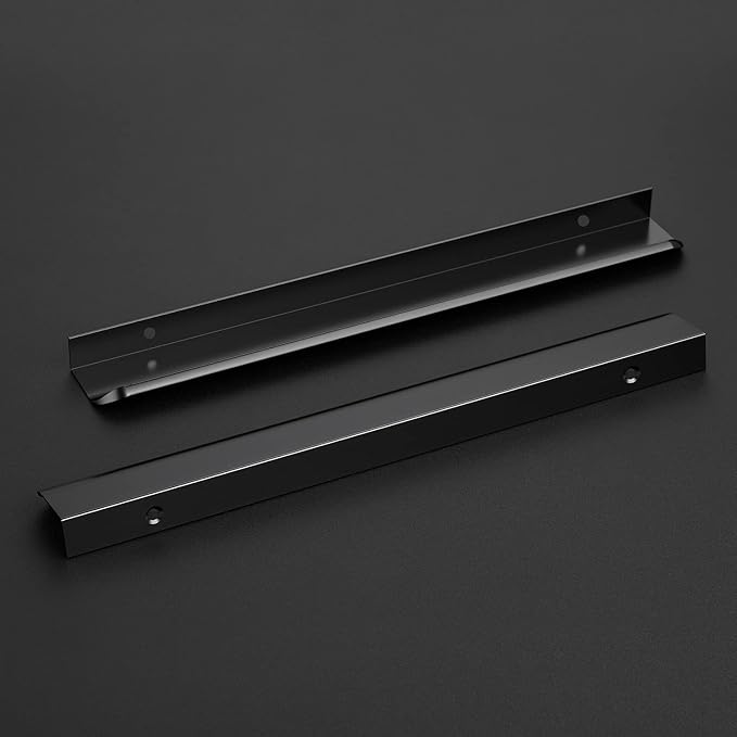 Ravinte Hardware 8 Pack Black Cabinet Handles, 11.8 Inch (300mm) Finger Edge Pulls, 8.8 Inch Hole Center, Finger Pulls for Cabinets