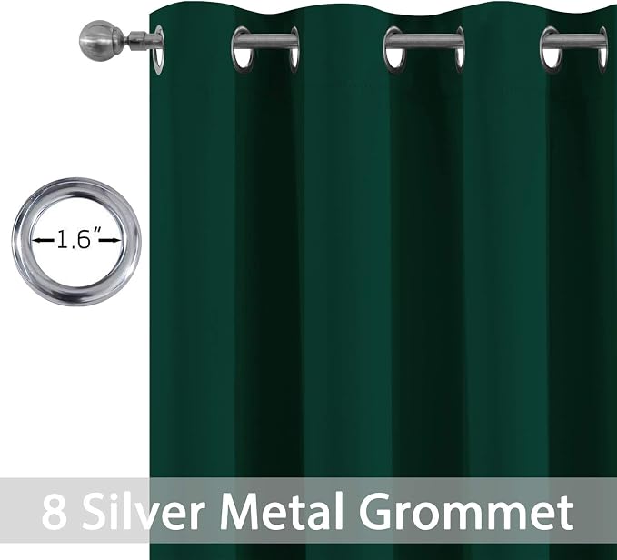 Yakamok Room Darkening Curtains 52x72 inch Length Dark Green-Living Room | 2 - Image 4