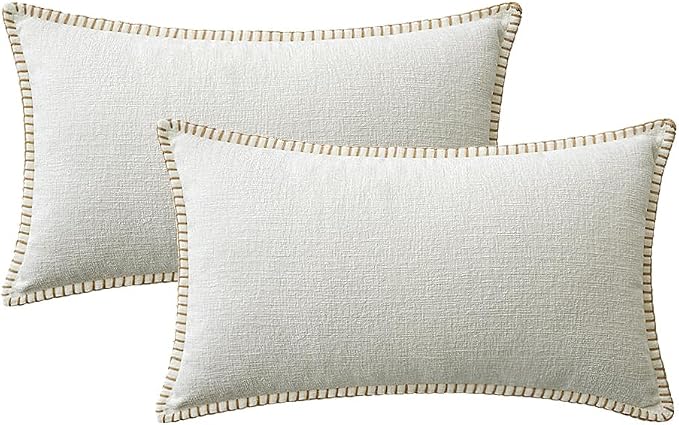 MIULEE Decorative Lumbar Throw Pillow Covers 12x20 Inch Pure White 2 Pack | - Image 6