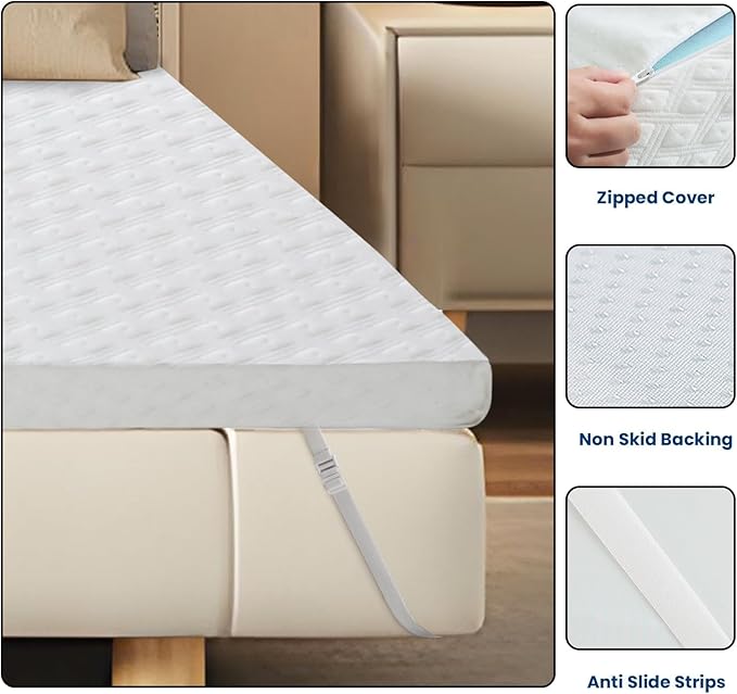 EDILLY 3 Inch Cooling Gel Memory Foam Mattress Topper King Size,with Removable & Washable Bamboo Cover,Soft Breathable Mattress Pad,Bed Topper for Back Pain Relief (76x80)