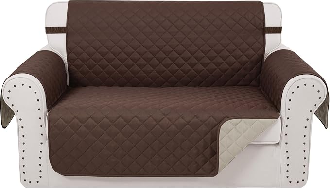 Reversible Loveseat Couch Sofa Covers, Chocolate | Loveseat Covers by LuxshareHome