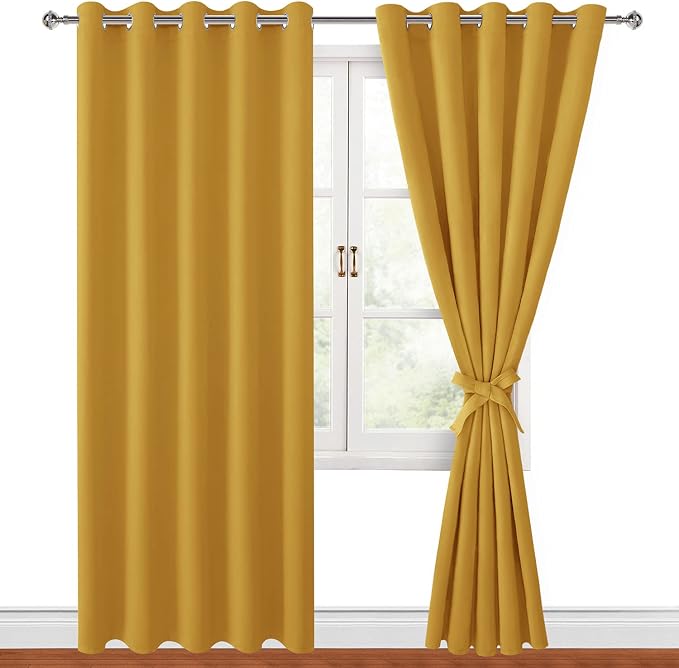 Blackout Curtains for Bedroom, 60 x 84 Inches Long, Mustard Yellow | Thermal - Image 8