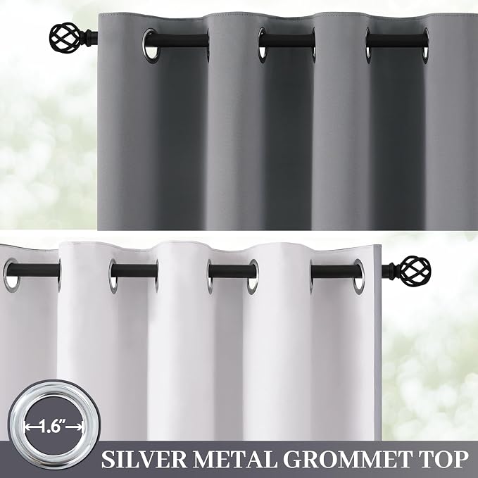 Yakamok Grey 100% Blackout Curtain Panels 72 inches, 2 Panels | Blackout - Image 2