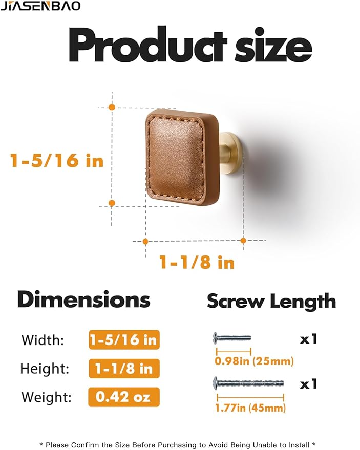 10 Pack Brown Leather Drawer Pulls Square Leather Handles Cabinet knobs for Kitchen Bathroom Cabinets Dressers Furniture Handles