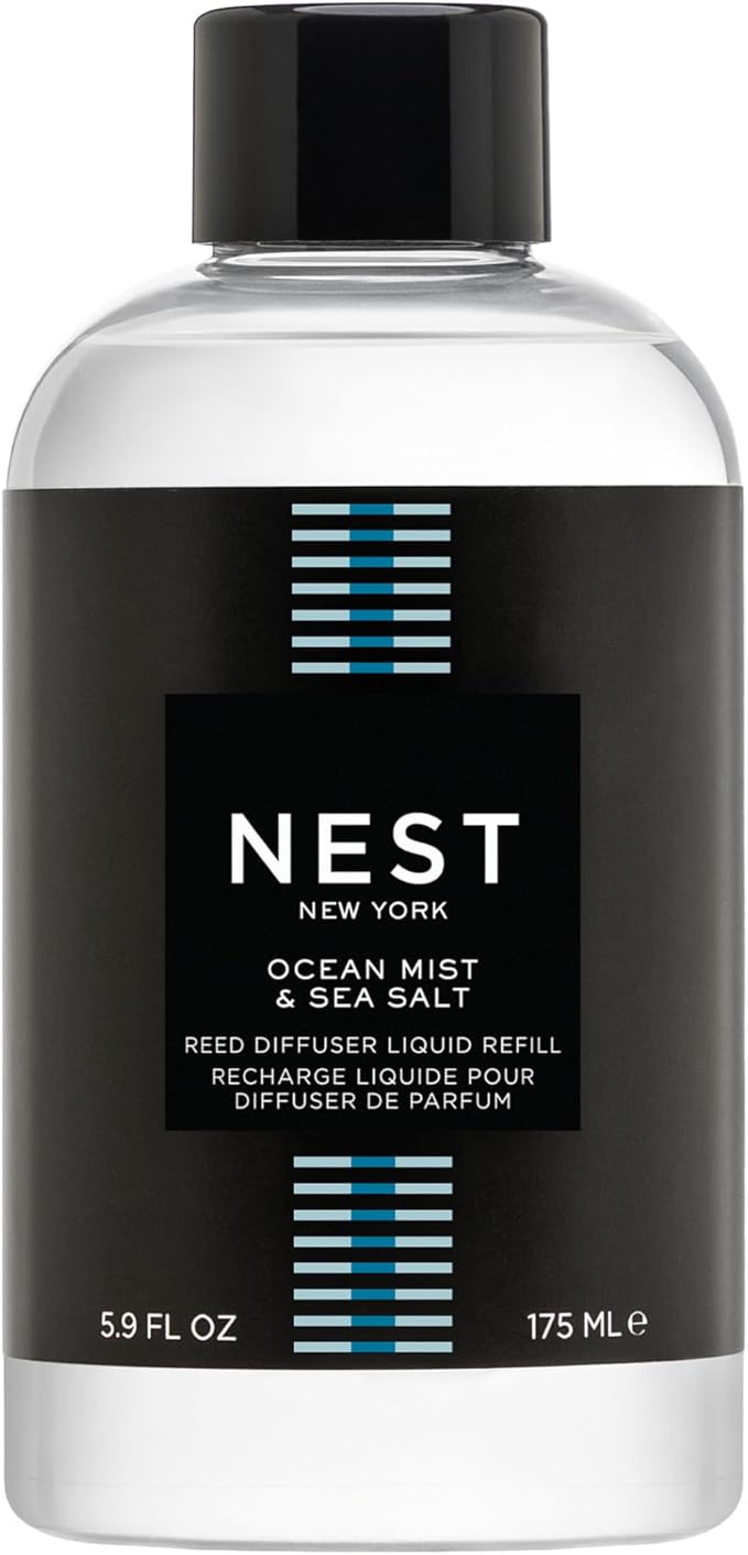 NEST New York Reed Diffuser Liquid Refill, Ocean Mist & Sea Salt - 5.9 fl oz - Fragrance for Up to 90 Days - Flame Free