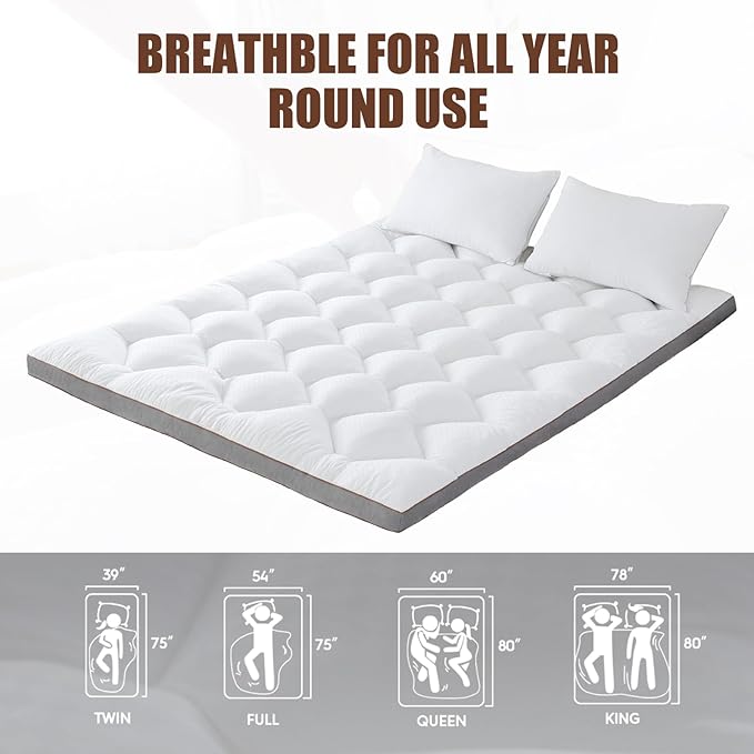 WhatsBedding 4 Inch Memory Foam Mattress Topper King Size for Pressure Relief, Extra Soft and Breathable Pillow Top Mattress Topper with 3D air mesh, Fluffy Shredded Memory Foam Filled，80 * 78 * 4in