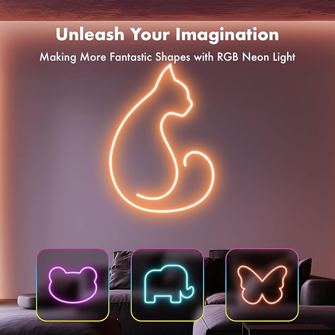 Neon Rope Lights,100FT RGB Led Strip Lights, Waterproof IP67, DIY Design, Music Sync, 44 Keys Remote Control, Multiple Modes, for Living Room, Bedroom, Holiday Decoration