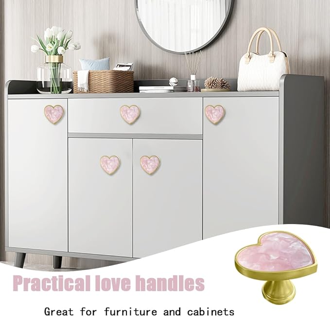 6 pcs Butterfly Shape Knobs Handle Gold Cabinet Knobs Decoration Door Handle Single Hole Handles Cabinet Drawer Dresser Kitchen Wardrobe Furniture Hardware Pulls (Pink Love)