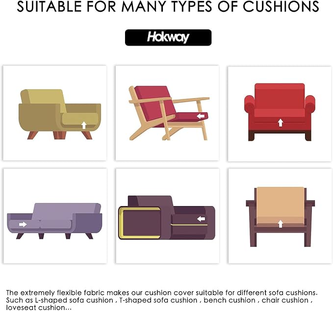 Hokway Stretch Couch Cushion Slipcovers Reversible Cushion Protector Slipcovers - Image 6