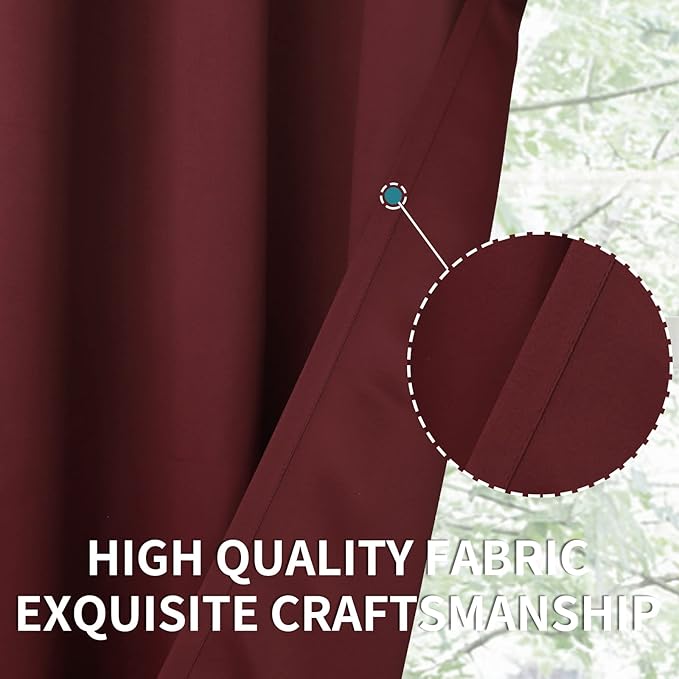 BGment Blackout Curtains - Grommet Thermal Insulated Room Darkening Bedroom and Living Room Curtains, Set of 2 Curtain Panels (42 x 84 Inch, Burgundy)
