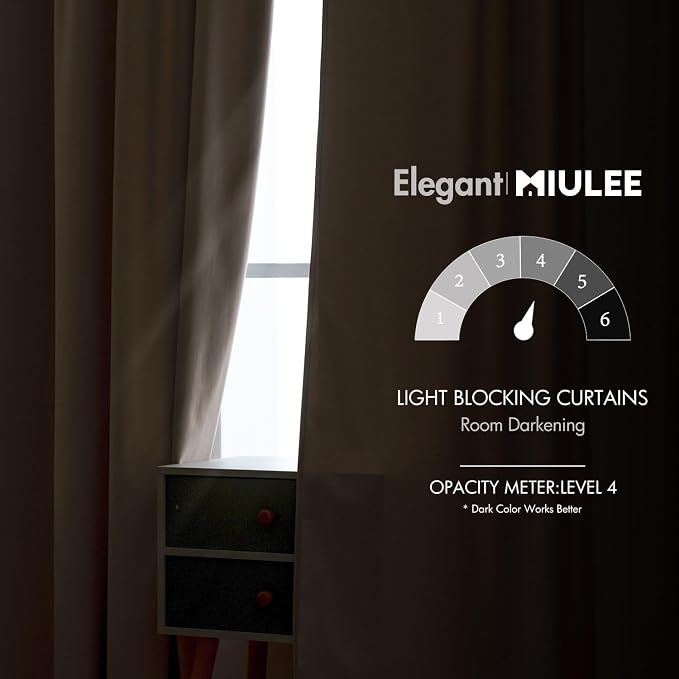 MIULEE Velvet Curtains 52x108 inches 2 Panels Light Taupe Blackout Curtains | - Image 5